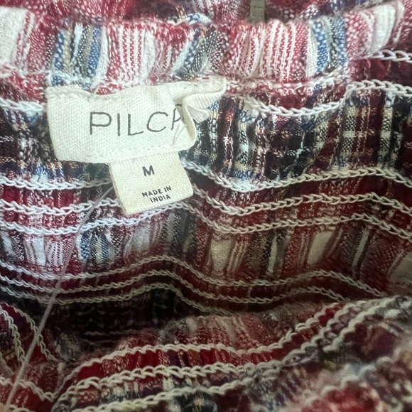 NWT new medium Anthropologie pilcro smocked red plaid mini dress ruffle tartan - Picture 7 of 17
